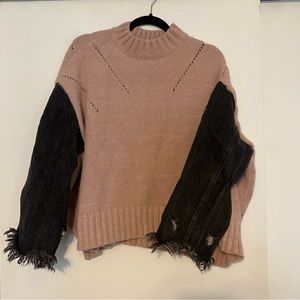 Denim Sleeve Sweater